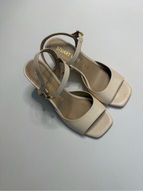 Stuart Weitzman Neutral Beige Leather Slingback Sandals